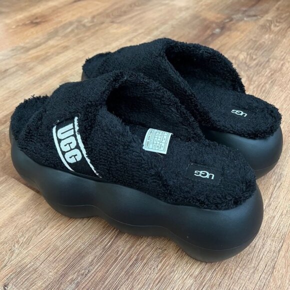 NWOT UGG Black Terry Sugarcloud Slide Sandals Platform Slippers 1138178 Size 10 - Picture 6 of 15